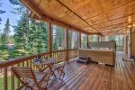Lower Deck with New Hot Tub: access from 3 bedrooms, and family room. 